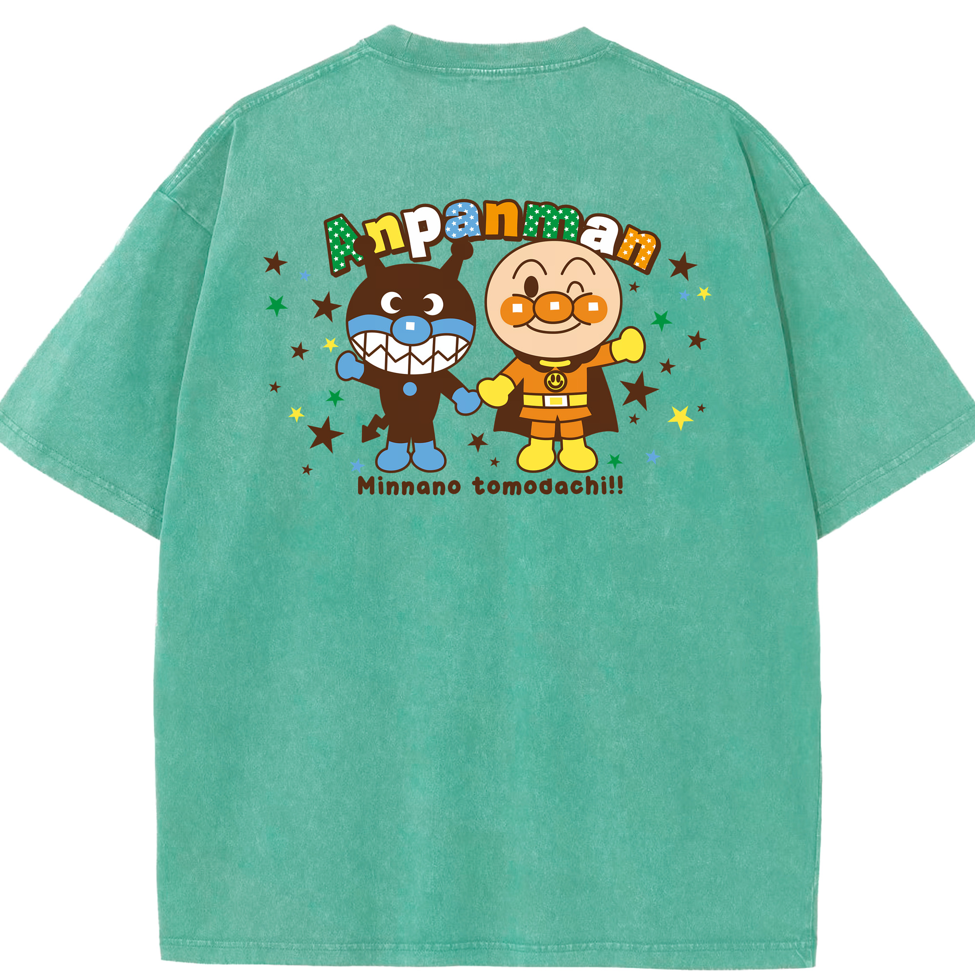 （画像用） アンパンマン Anpanman 綿100% ヴィンテージ風 半袖Tシャツ（背面プリント）